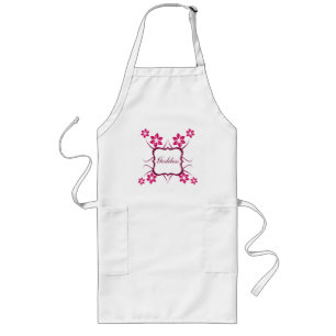 Goddess Floral Apron, Magenta Long Apron
