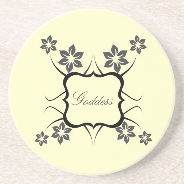 Goddess Floral Coaster, Dark Grey Coaster (Front)
