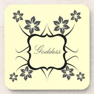 Goddess Floral Coaster Set, Dark Grey