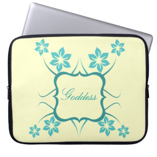Goddess Floral Electronics Bag, Teal Laptop Sleeve