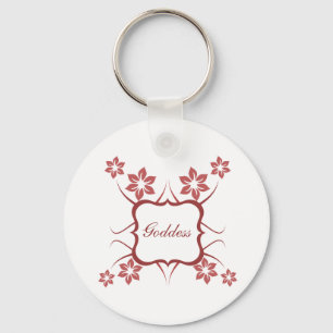 Goddess Floral Keychain, Brick Red Key Ring
