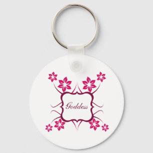 Goddess Floral Keychain, Magenta Key Ring
