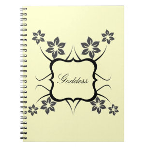 Goddess Floral Notebook, Dark Grey Spiral Notebook
