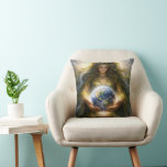Goddess Gaia Gently Holding Planet Earth Cushion<br><div class="desc">A mythical Gaia figure with hair of cascading leaves,  gracefully holding the Earth as the rivers transform into waterfalls onto her lap</div>