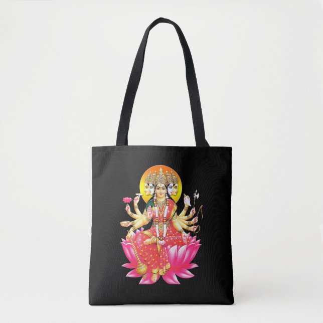 Goddess Gayatri Devi Hindu Deity Tote Bag (Front)