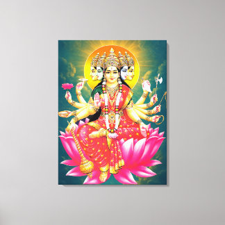 Goddess Gayatri Devi on Lotus Hindu Deity Canvas Print