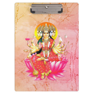 Goddess Gayatri Devi on Lotus Hindu Deity Clipboard