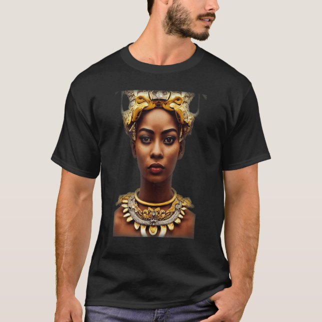 Goddess Girl Half African Half Korean With Big Cat T-Shirt (Front)