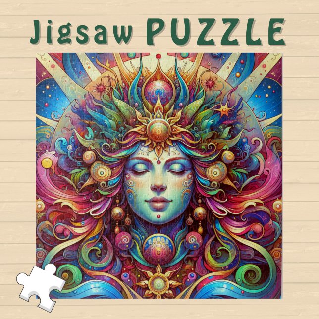 Goddess Head colourful Hair closed Eyes May -  Jigsaw Puzzle (Creator Uploaded)