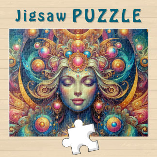 Goddess Head sunny Hair closed Eyes July -  Jigsaw Puzzle