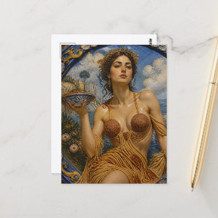 Goddess in a dress made from Spaghetti Postcard
