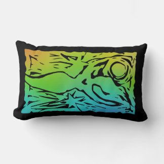 Goddess in blue and green lumbar cushion