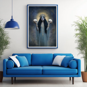 Goddess Kali Blue Modern Art Nouveau Painting Poster