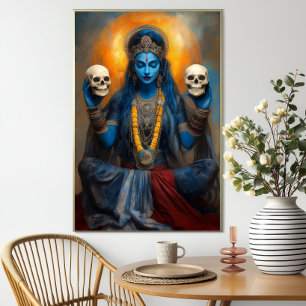 Goddess Kali Ma in Meditation Modern Fantasy Skull Poster