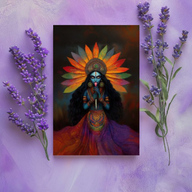 Goddess Kali Surreal Rainbow Portrait Painting Art Postcard (Creator Uploaded)