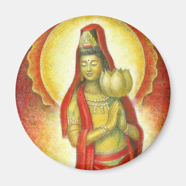 Goddess Kuan Yin's Lotus Magnet (Front)