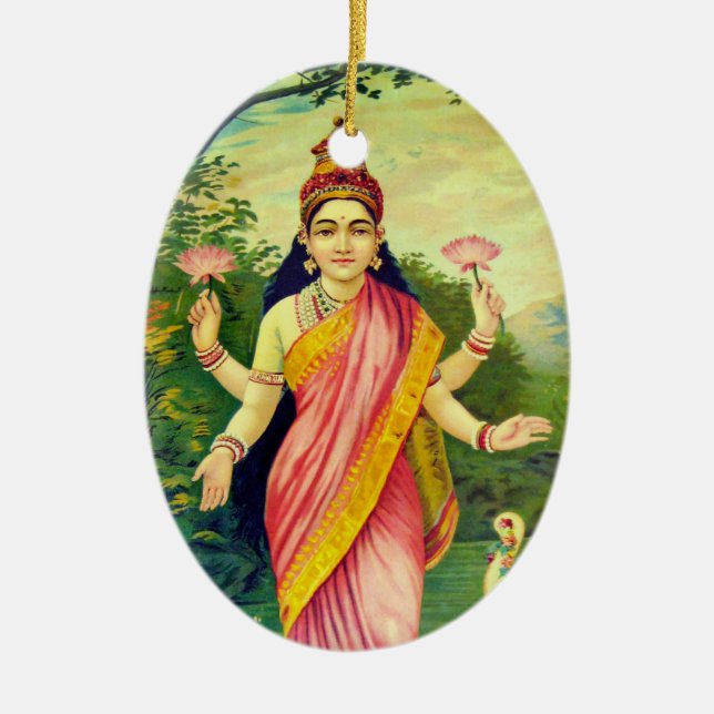 Goddess Lakshmi Ceramic Tree Decoration (Front)