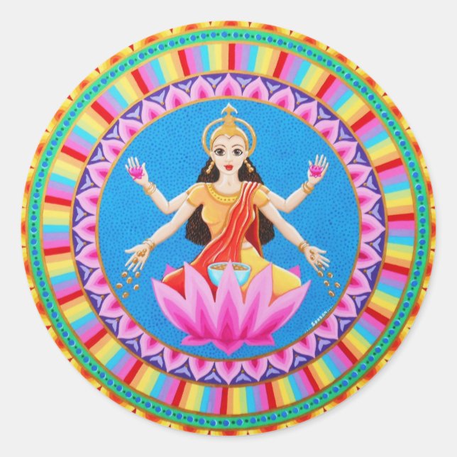 Goddess Lakshmi mandala Classic Round Sticker (Front)