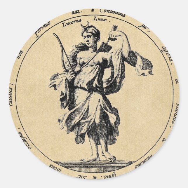 Goddess Luna Moon Classic Round Sticker (Front)