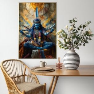Goddess Maa Kali Colourful Abstract Hindu Portrait Poster