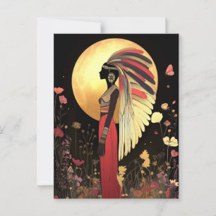 Goddess Ma'at: Egyptian Gold, Black Floral Art Postcard