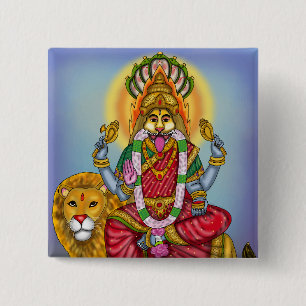 Goddess Narasimhi Divine Protection Art 15 Cm Square Badge
