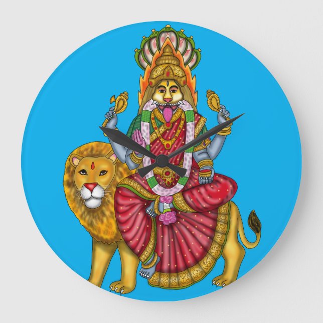 Goddess Narasimhi Divine Protection Art Custom Large Clock (Front)