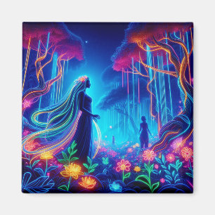Goddess Neon Forest Of Light Fantasy fairytale art Magnet