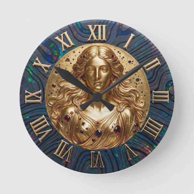 Goddess Nyx Black Opal Dial Pocket  Round Clock (Front)