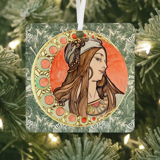 Goddess of beauty by Alphonse Maria Mucha  Metal Tree Decoration (Insitu)