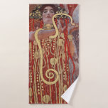 Goddess of Health, Hygieia (Salus), Gustav Klimt Bath Towel<br><div class="desc">Gustav Klimt (July 14, 1862 – February 6, 1918) was an Austrian symbolist painter and one of the most prominent members of the Vienna Secession movement. Klimt is noted for his paintings, murals, sketches, and other objets d'art. In addition to his figurative works, which include allegories and portraits, he painted...</div>
