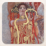 Goddess of Health, Hygieia (Salus), Gustav Klimt Square Paper Coaster<br><div class="desc">Gustav Klimt (July 14, 1862 – February 6, 1918) was an Austrian symbolist painter and one of the most prominent members of the Vienna Secession movement. Klimt is noted for his paintings, murals, sketches, and other objets d'art. In addition to his figurative works, which include allegories and portraits, he painted...</div>