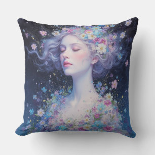 “Goddess of Light – Dream Bloom Throw Pillow” Cushion