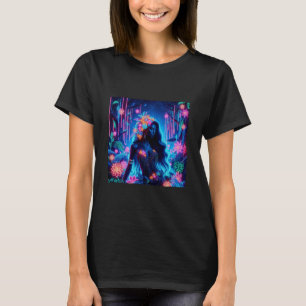 Goddess Of Light Neon glow Forest fantasy art T-Shirt