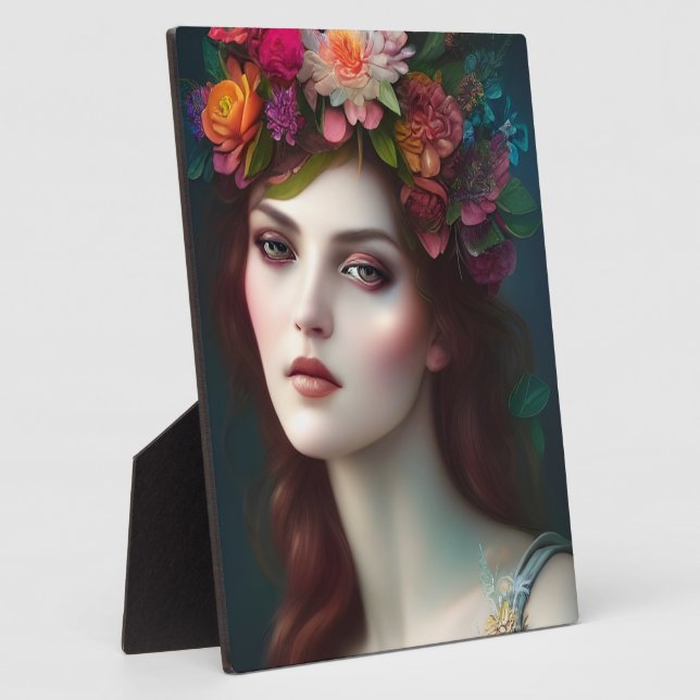 Goddess of Love Stunning Flower Portrait Tabletop Plaque (Side)