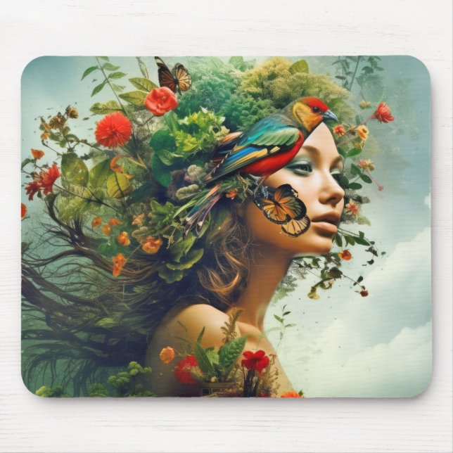Goddess Of Nature Mystical Ethereal Fantasy World  Mouse Pad (Front)