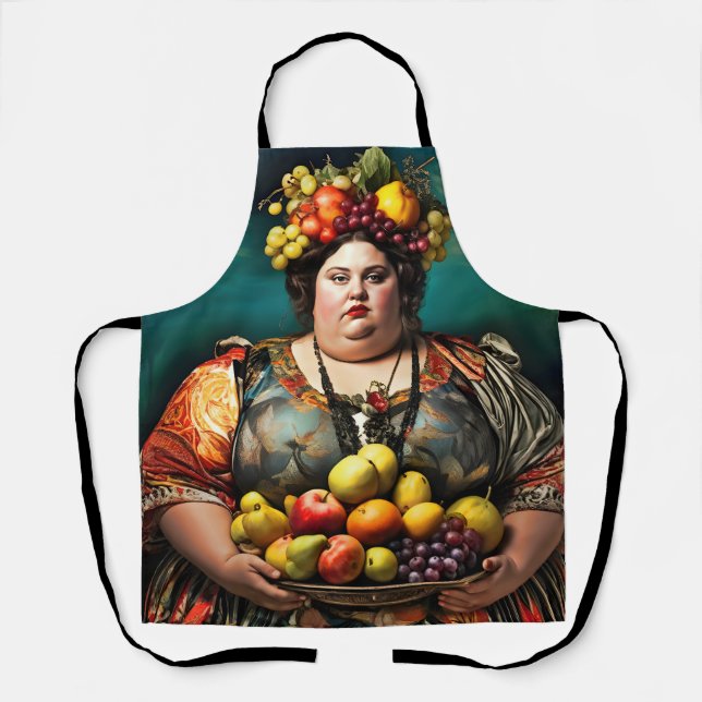 "Goddess of Overindulgence" Colourful Portrait     Apron (Front)