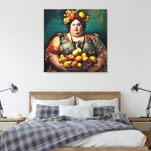 "Goddess of Overindulgence" Colourful Portrait Canvas Print