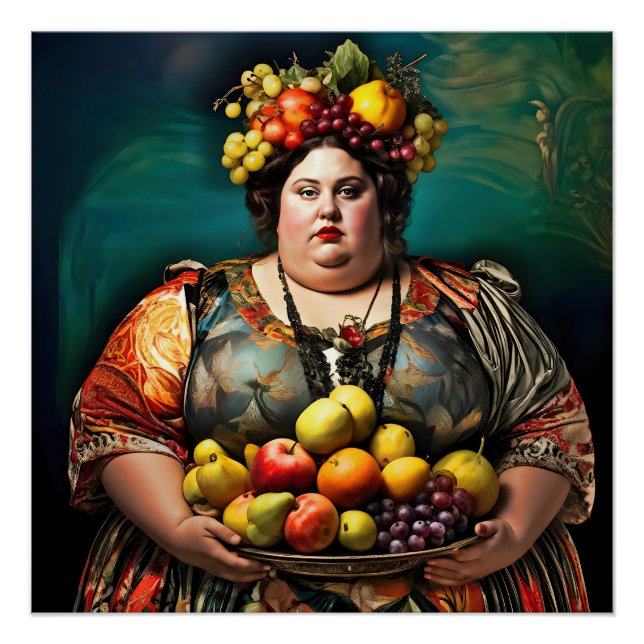"Goddess of Overindulgence" Colourful Portrait Poster (Front)