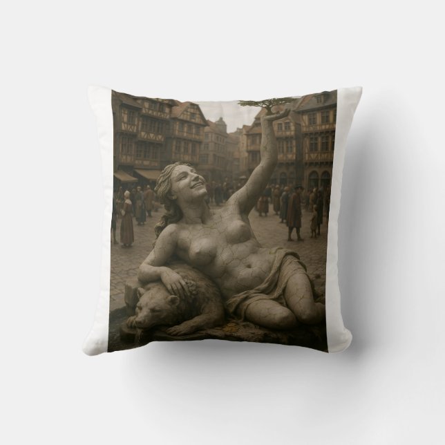 Goddess of the Fountain – Fantasy Throw Pillow (Back)