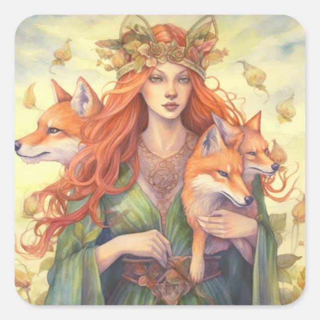 Goddess of the summer solstice square sticker (Front)
