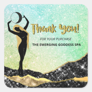 *~* Goddess Ombre Pastel Glitter THANK YOU Square Sticker