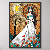 goddess painting fertility nature flower tree moon
