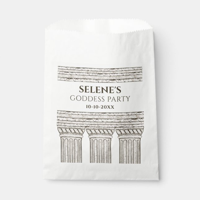 Goddess party with custom text and stone elements favour bags (Front)