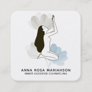 *~* Goddess Praying Sacred Floral Pastel Meditate Square Business Card