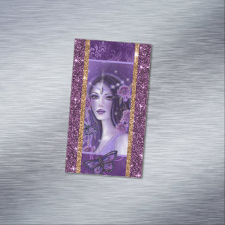 Goddess purple butterflies art by Renee Lavoie Magnetic Business Card
