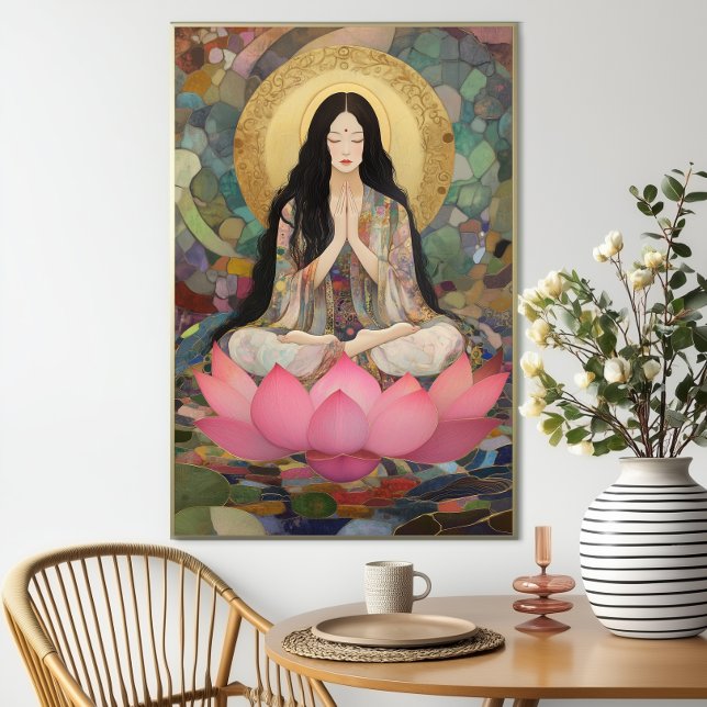 Goddess Quan Yin Art Print: Abstract Mosaic Lotus Poster (Creator Uploaded)