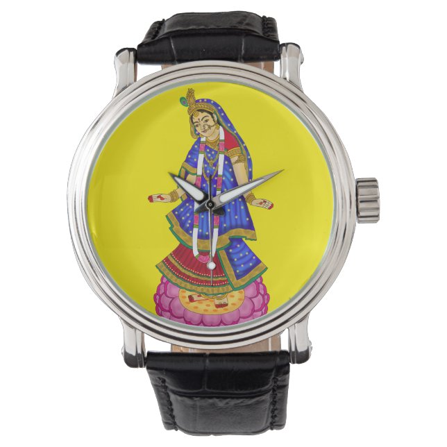 Goddess Radha Wall Clock Watch (Front)
