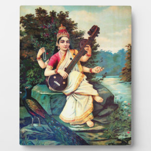 Goddess Saraswati By Raja Ravi Varma Plaque