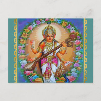 Goddess Saraswati Hindu Goddess Postcard
